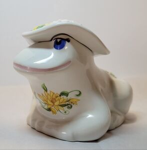 Avon Winking Lady Frog With Hat Figure 1980 Vintage Garden Party